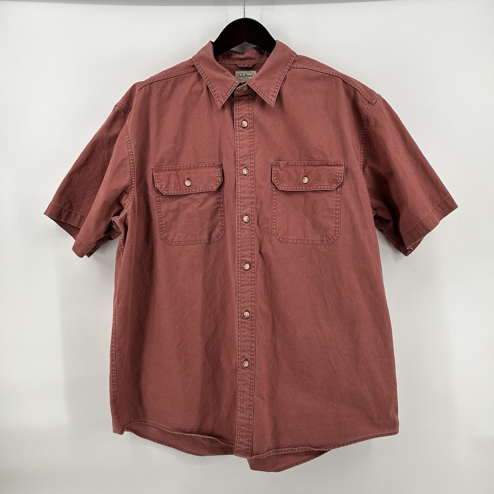 LL Bean Sunwashed Canvas Shirt Mens XL Sienna Clay Cotton Workwear Utility